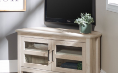 Wood Corner Storage Console Tv Stands for Tvs Up to 55" White