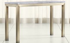 Parsons White Marble Top & Stainless Steel Base 48x16 Console Tables