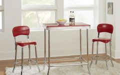 20 Ideas of Bate Red Retro 3 Piece Dining Sets