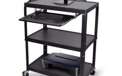 Large Rolling Tv Stands on Wheels with Black Finish Metal Shelf