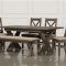 Jaxon Grey 6 Piece Rectangle Extension Dining Sets with Bench & Wood Chairs
