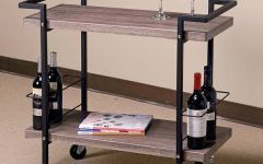 Modern Mobile Rolling Tv Stands with Metal Shelf Black Finish