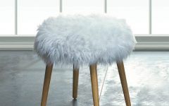 The 10 Best Collection of White Faux Fur and Gold Metal Ottomans