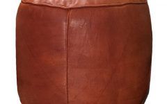 Brown Leather Tan Canvas Pouf Ottomans