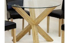 Round Glass Dining Tables with Oak Legs