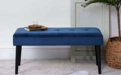 Navy Velvet Fabric Benches