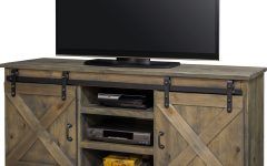 Rustic Country Tv Stands in Weathered Pine Finish
