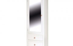 Single White Wardrobes with Mirror