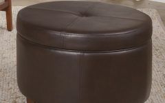  Best 10+ of Round Gray Faux Leather Ottomans with Pull Tab