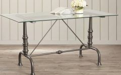 Ina Pewter 60 Inch Counter Tables with Frosted Glass