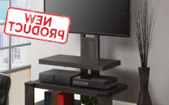 Whalen Shelf Tv Stands with Floater Mount in Weathered Dark Pine Finish