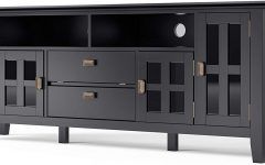 Top 10 of Modern Tv Stands in Oak Wood and Black Accents with Storage Doors