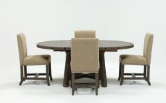 2024 Best of Jaxon Grey 5 Piece Round Extension Dining Sets with Upholstered Chairs