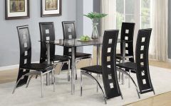 2024 Popular Black Glass Dining Tables 6 Chairs