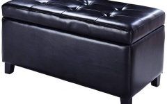 2024 Best of Black Faux Leather Ottomans with Pull Tab