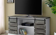 Woven Paths Farmhouse Barn Door Tv Stands in Multiple Finishes